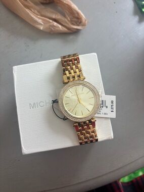 Michael Kors Gold Tone Crystal Bezel Bracelet Watch